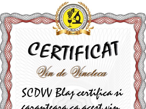 Certifiact SCDVV Blaj – Vin de vinoteca